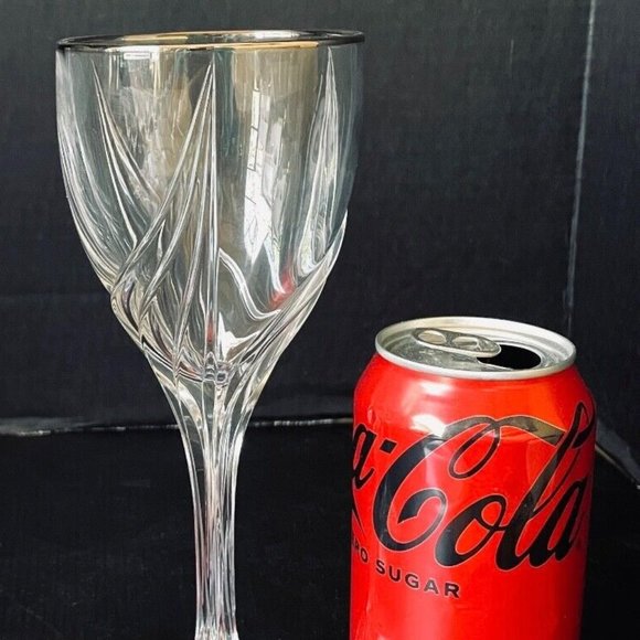 Lenox Crystal Debut Stemmed Gold Water Goblets Stems Glasses Platinum Rims 8 ½" - Picture 1 of 8